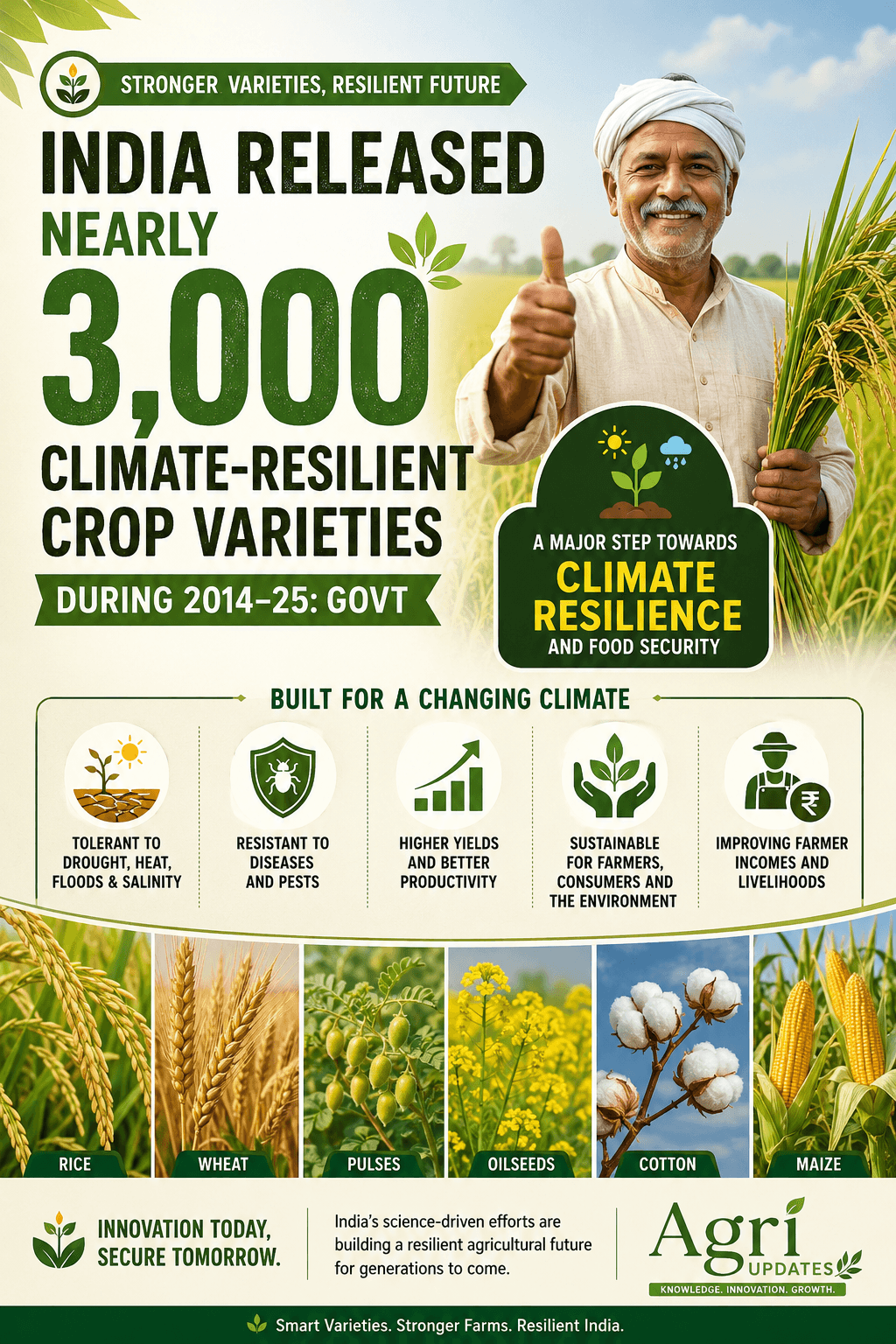 India released nearly 3,000 climate-resilient crop varieties during 2014-25: Govt